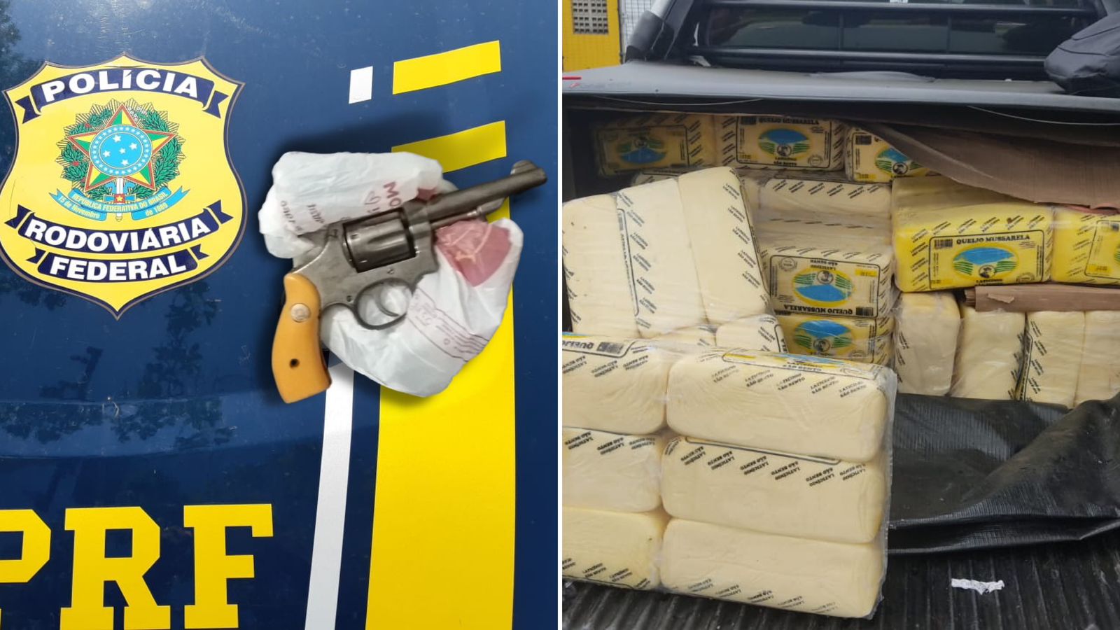 PRF na Paraíba apreende 800kg de queijo sem comprovação fiscal e arma de fogo