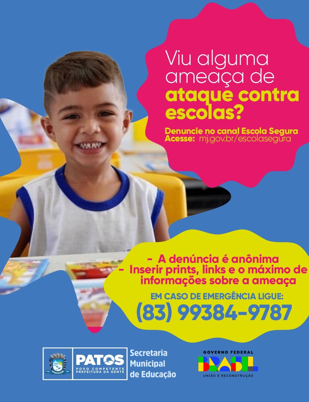 Educação de Patos tranquiliza população e afirma que não existe nenhum caso de ameaça de ataques nas escolas da rede municipal; secretária comenta. OUÇA