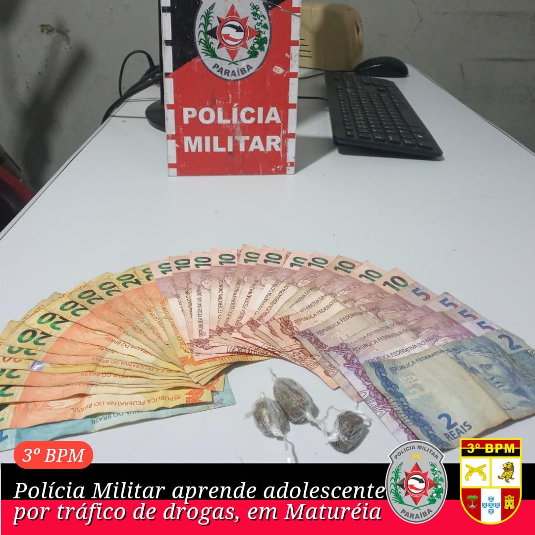 Polícia Militar apreende adolescente por tráfico de drogas, em Matureia