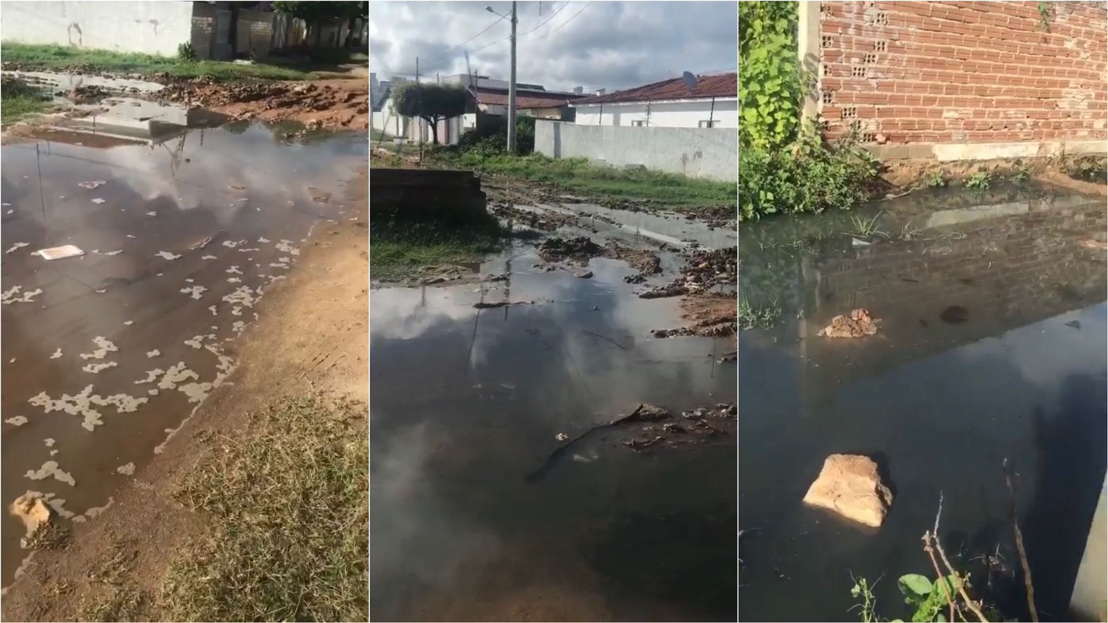 Moradores da Rua Luiz Araújo da Nóbrega, no bairro Maternidade, cobram conserto de galeria estourada há semanas e que está causando transtornos