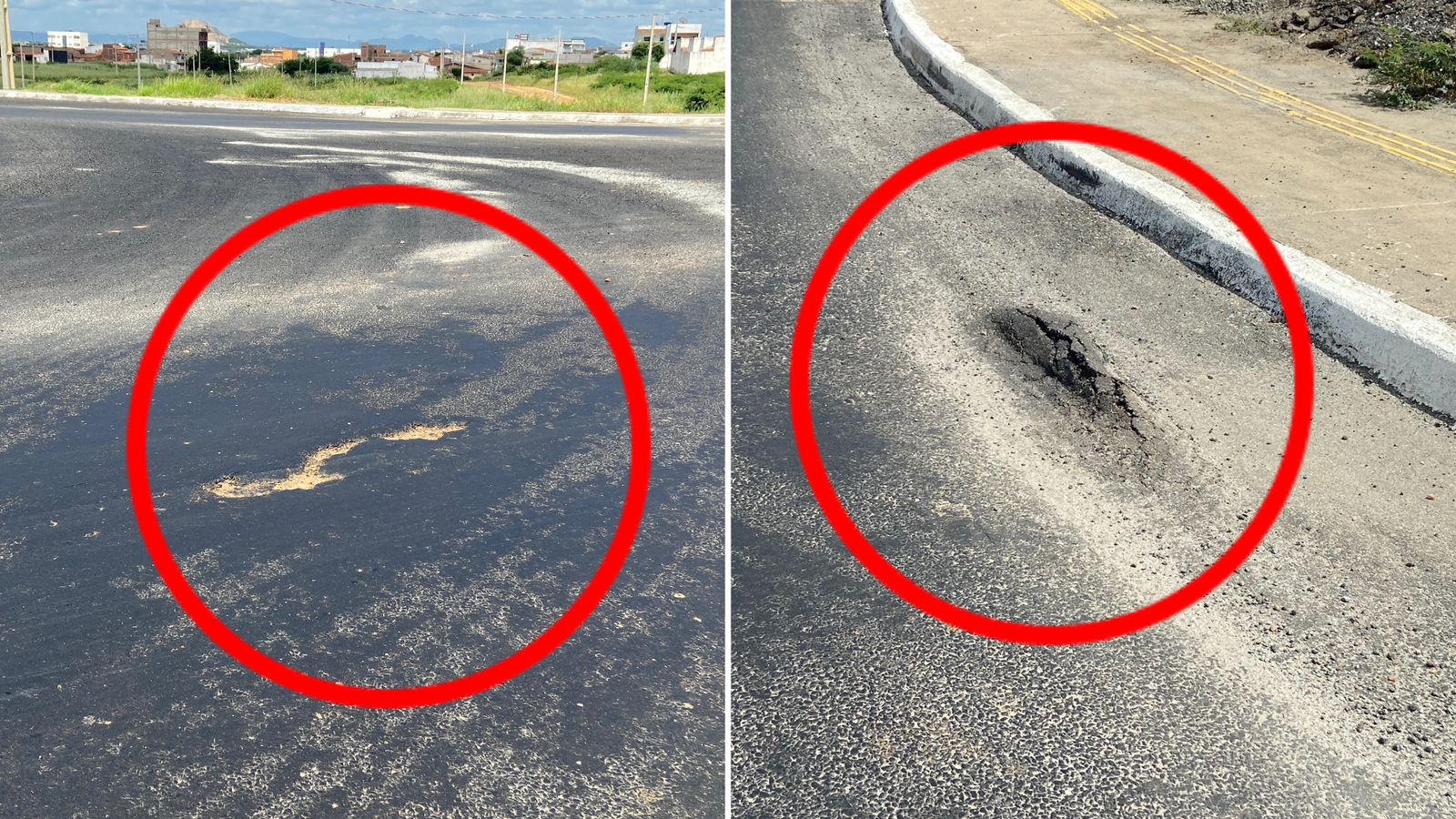 Motoristas alertam para desgaste precoce em rotatória recém-reparada em Patos