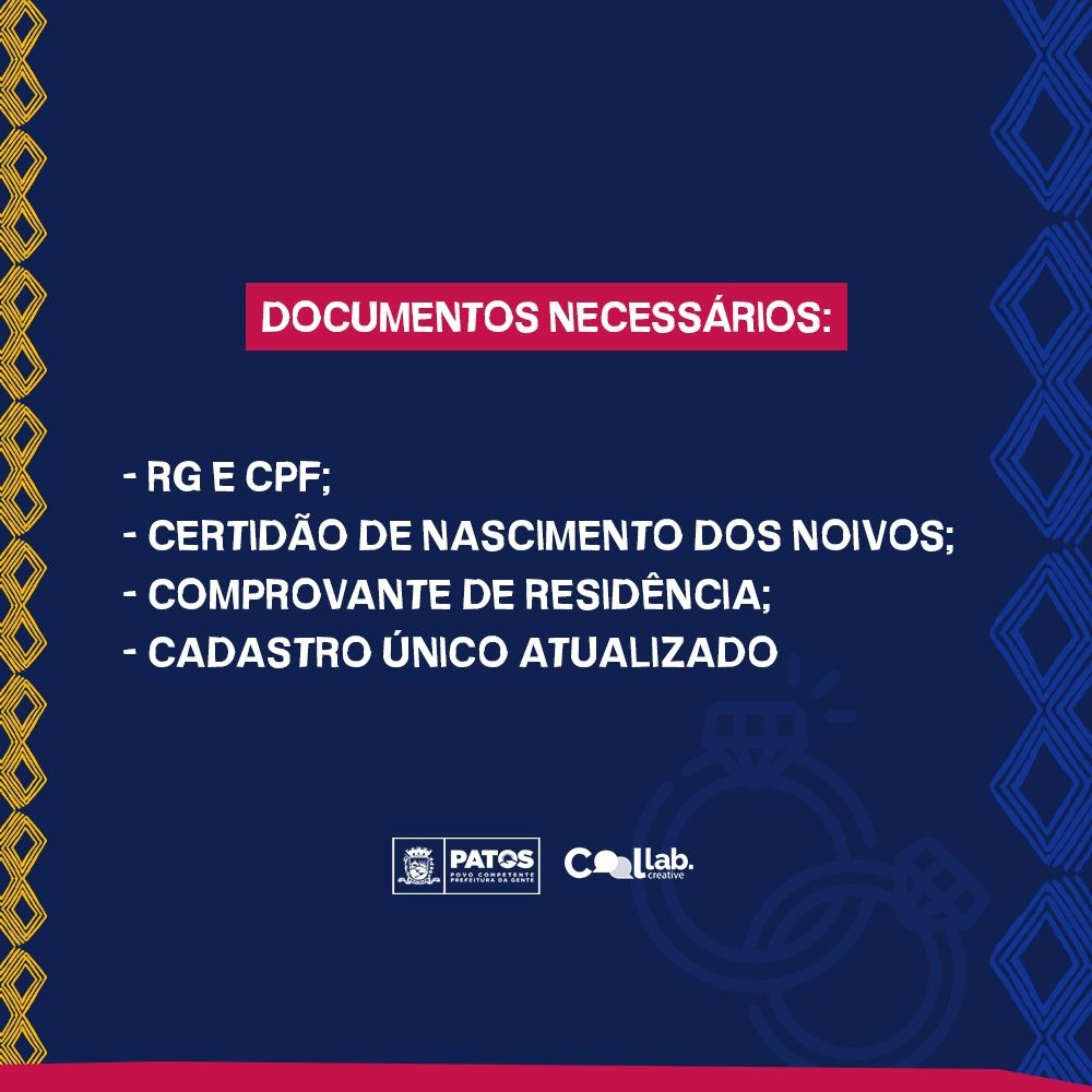 São João 2023: Prefeitura de Patos abre inscrições para o Casamento Coletivo 2023 no próximo dia 02 de maio