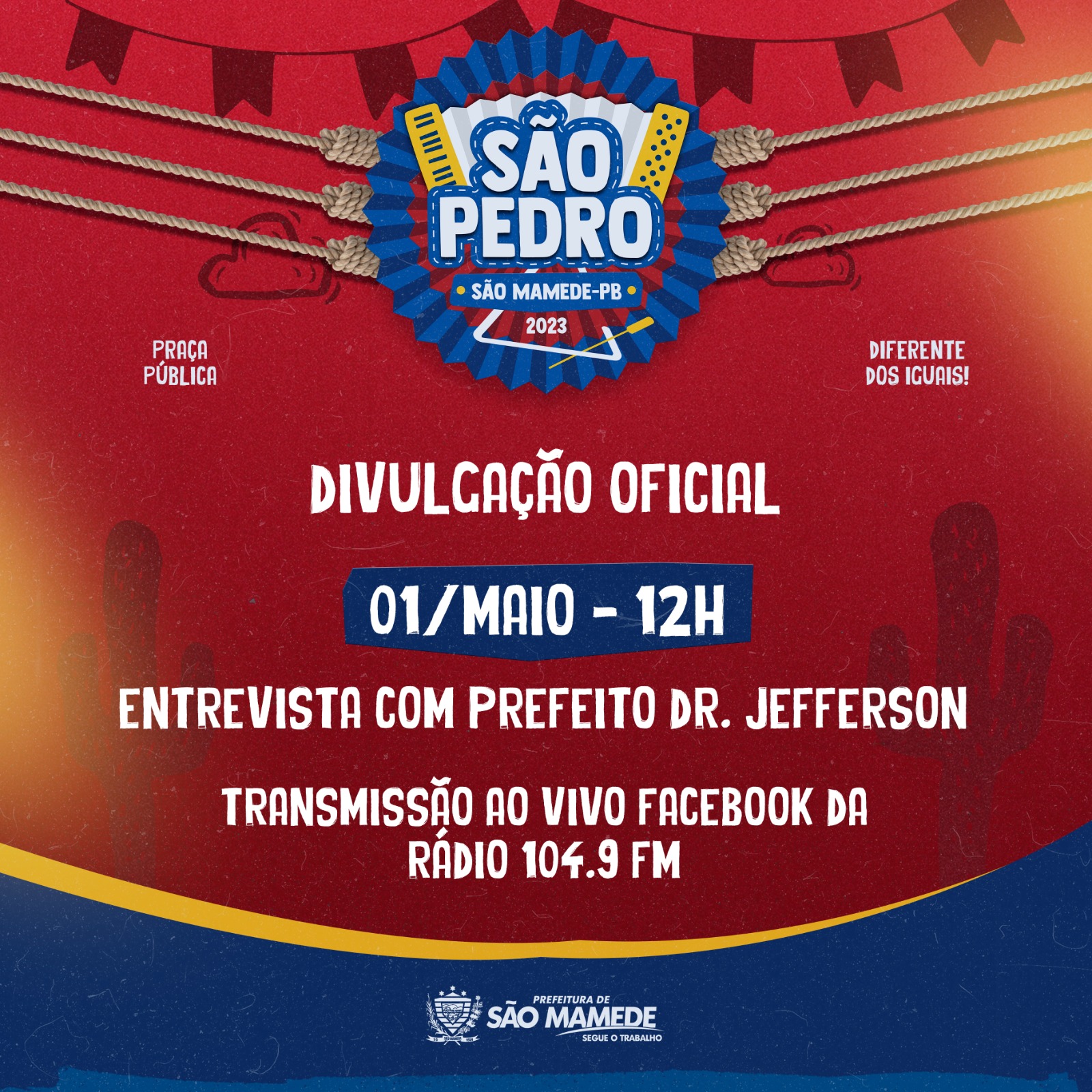 Prefeito de São Mamede, Dr. Jefferson, anunciará as atrações do “São Pedro 2023” na próxima segunda-feira, 1º de maio