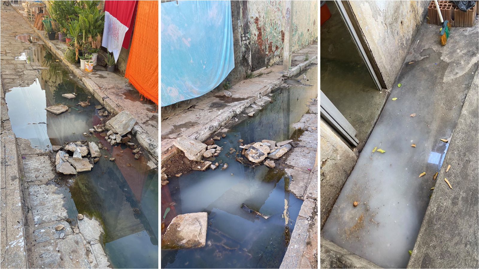 Morador da Travessa Leôncio Wanderley, no Centro de Patos, cobra providências para galeria estourada; Prefeitura diz que demanda será solucionada