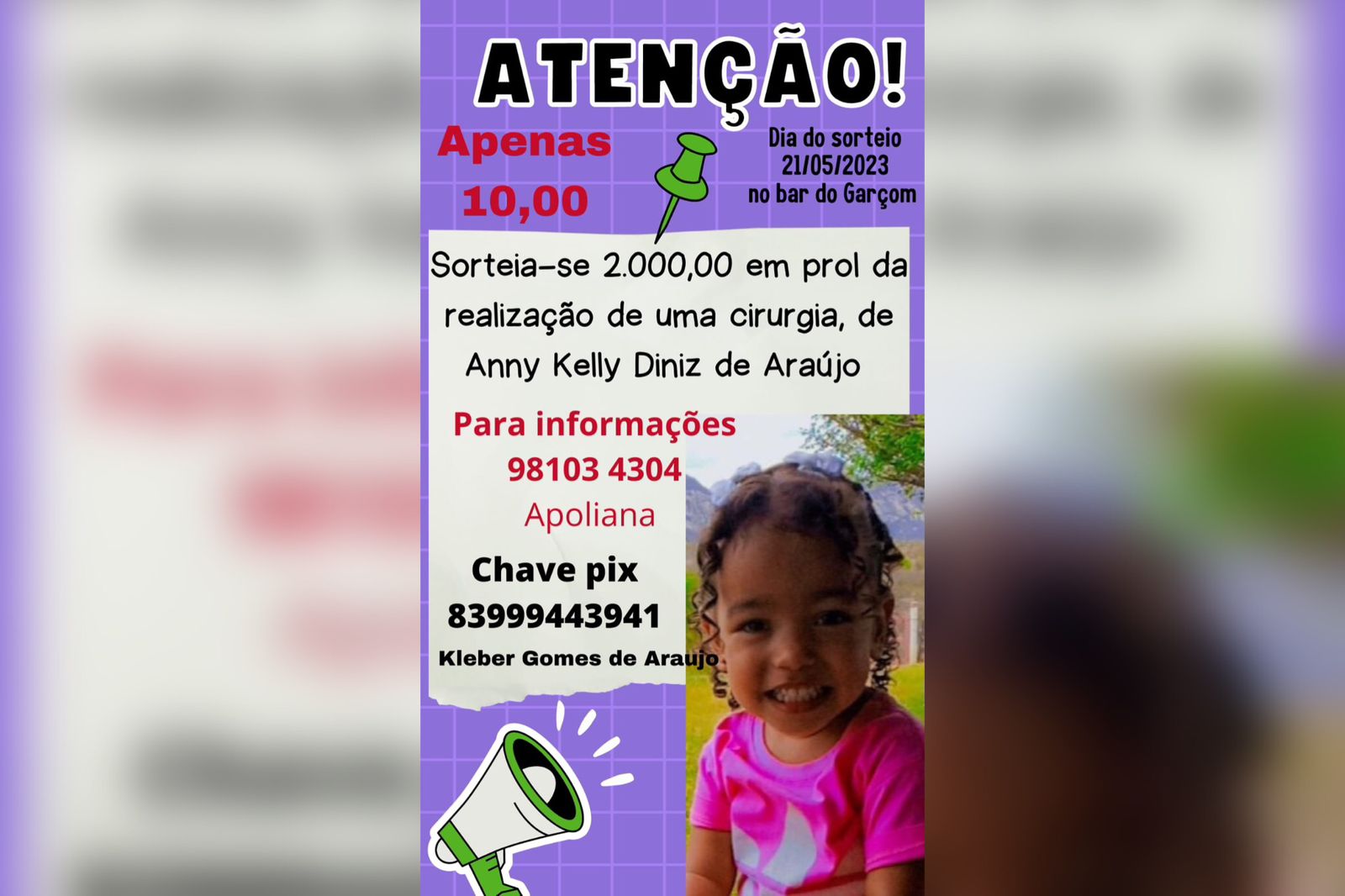 Família pede ajuda para custear cirurgia de criança; veja como contribuir