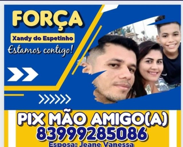 Com tumores no cérebro, patoense Xandy do Espetinho está em coma no Hospital de Trauma de Campina Grande e família faz campanha nas redes sociais; veja como ajudar