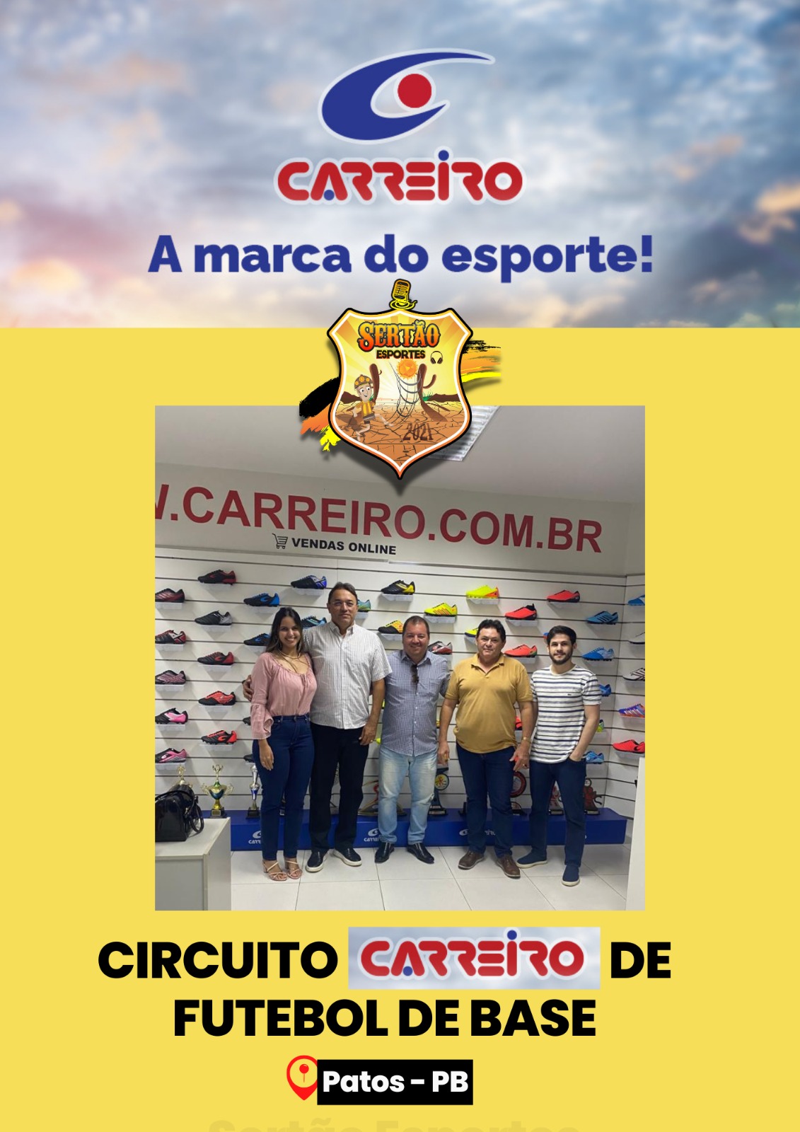 Sertão Esportes e Carreiro firmam parceria e criam a COPA CARREIRO do SERTÃO, nas categorias SUB 11, 13, 15, 17 e 19, que promete movimentar o cenário esportivo da região de Patos