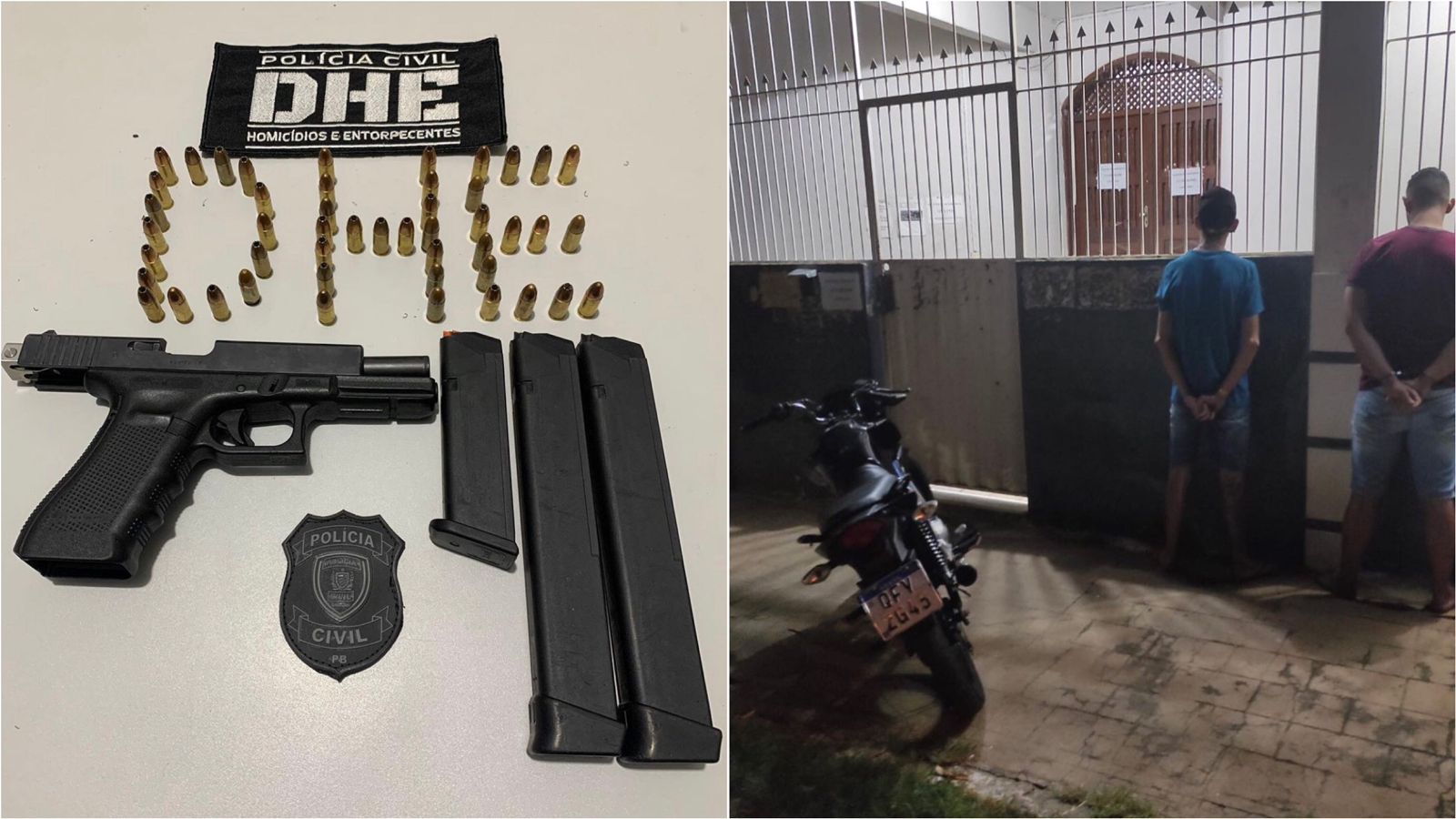 Força-tarefa integrada da DHE Patos realiza prisão em flagrante a apreende pistola 9mm, em São Bento