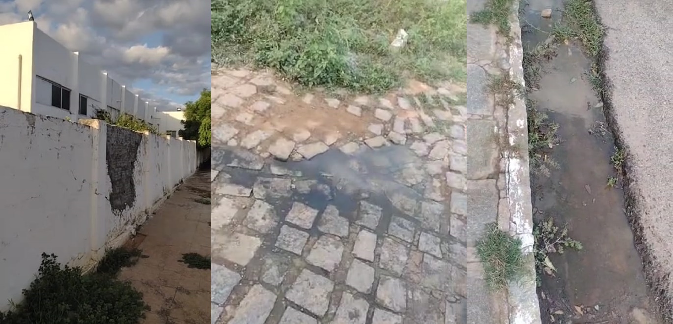 Morador do bairro Belo Horizonte volta a denunciar água suja saindo próximo a murada do Hospital Infantil de Patos
