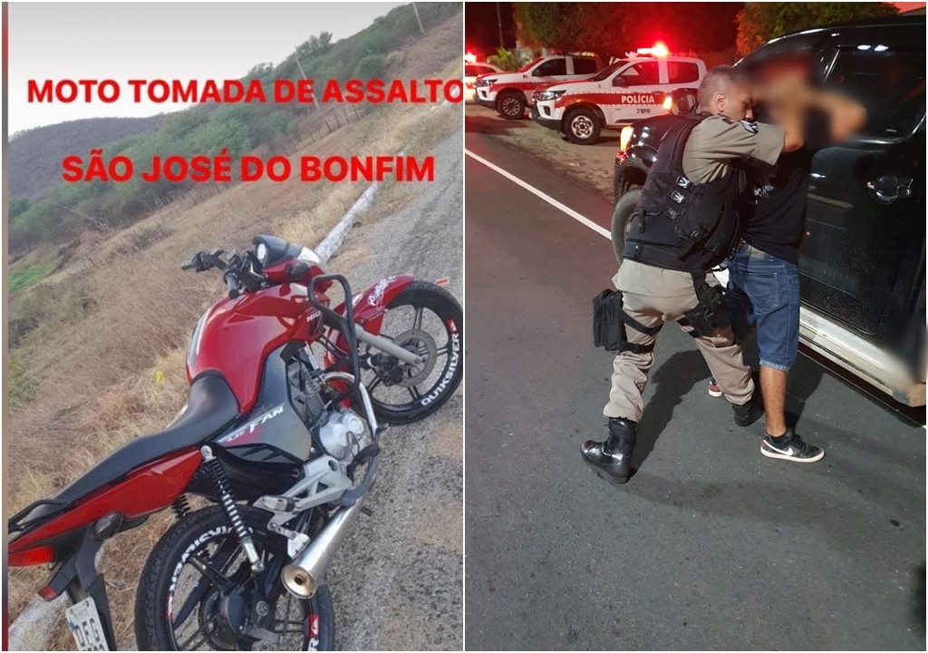 Polícia anuncia recuperação de moto que foi tomada de assalto na noite desta quarta-feira (10), em São José do Bonfim