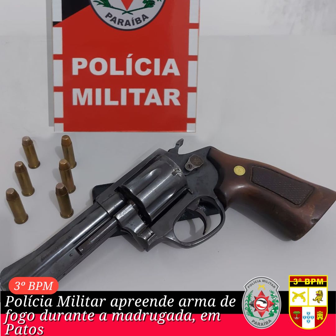 Polícia Militar apreende arma de fogo durante a madrugada, em Patos