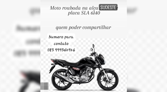 Motocicleta é tomada por assalto na alça sudeste