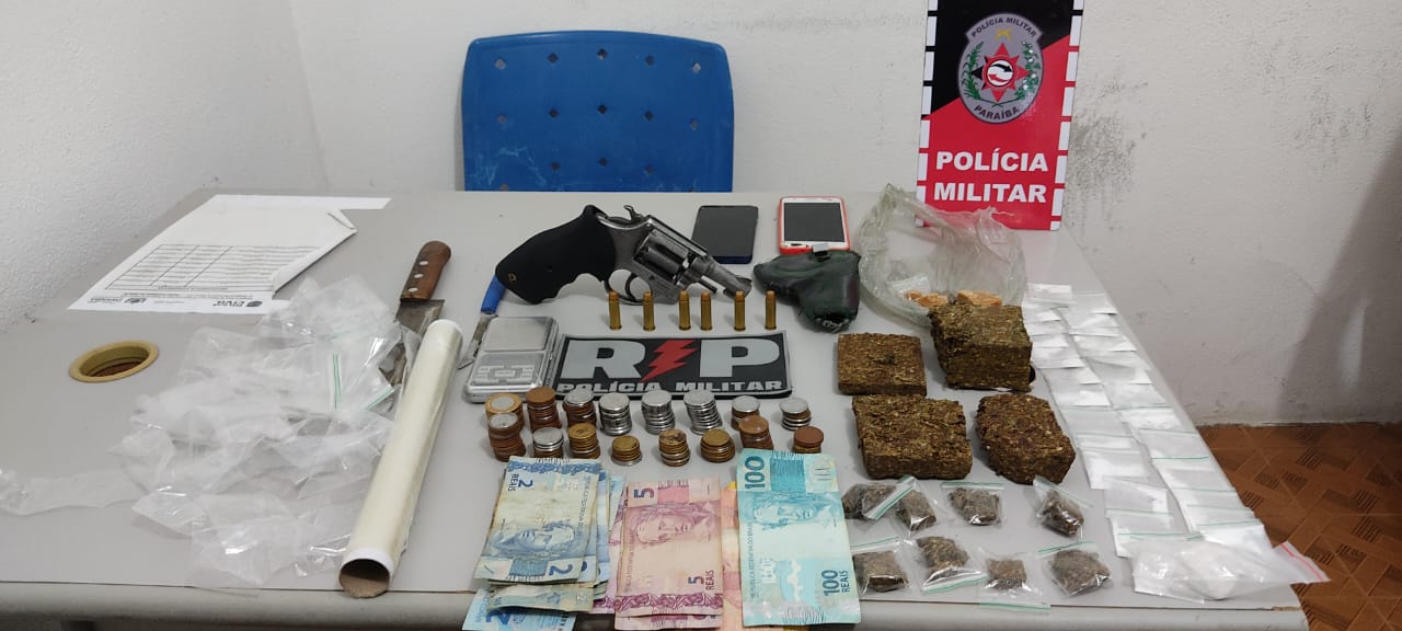 Polícia Militar prende homem por tráfico de drogas e posse ilegal de arma de fogo, em Patos