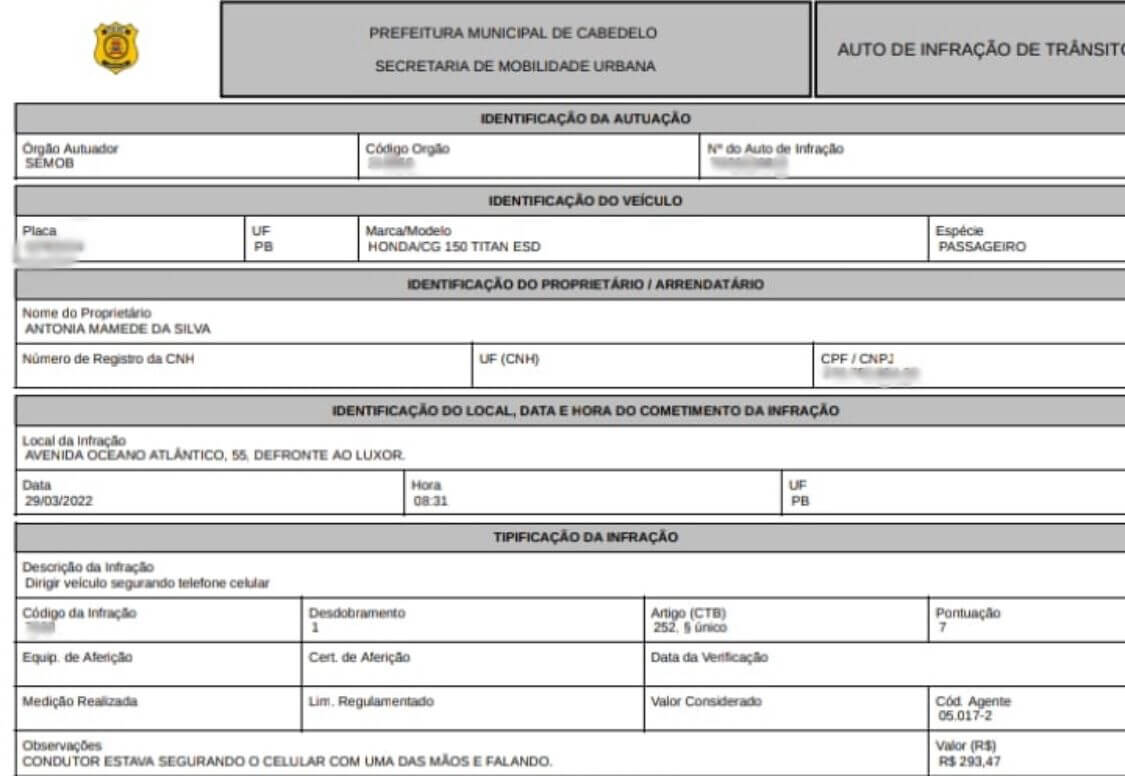 Motoqueiro fantasma? Motociclista da cidade de Patos diz que recebeu multa de Cabedelo sem nunca ter ido à cidade