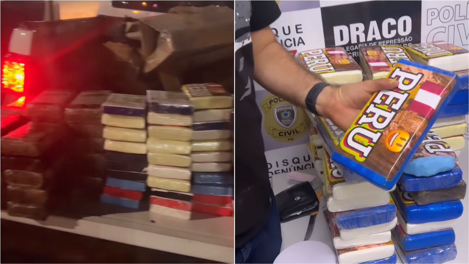 Apreensão milionária: DRACO e PRF apreendem em Patos, cerca de 150 kg de cocaína avaliada em quase R$ 30 milhões; dois homens foram presos. VÍDEO