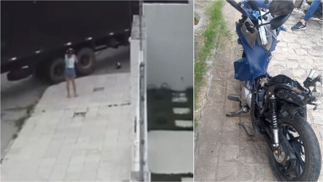 Impressionante: motocicleta fica completamente destruída após ser esmagada por caminhão, em Patos. Veja vídeo