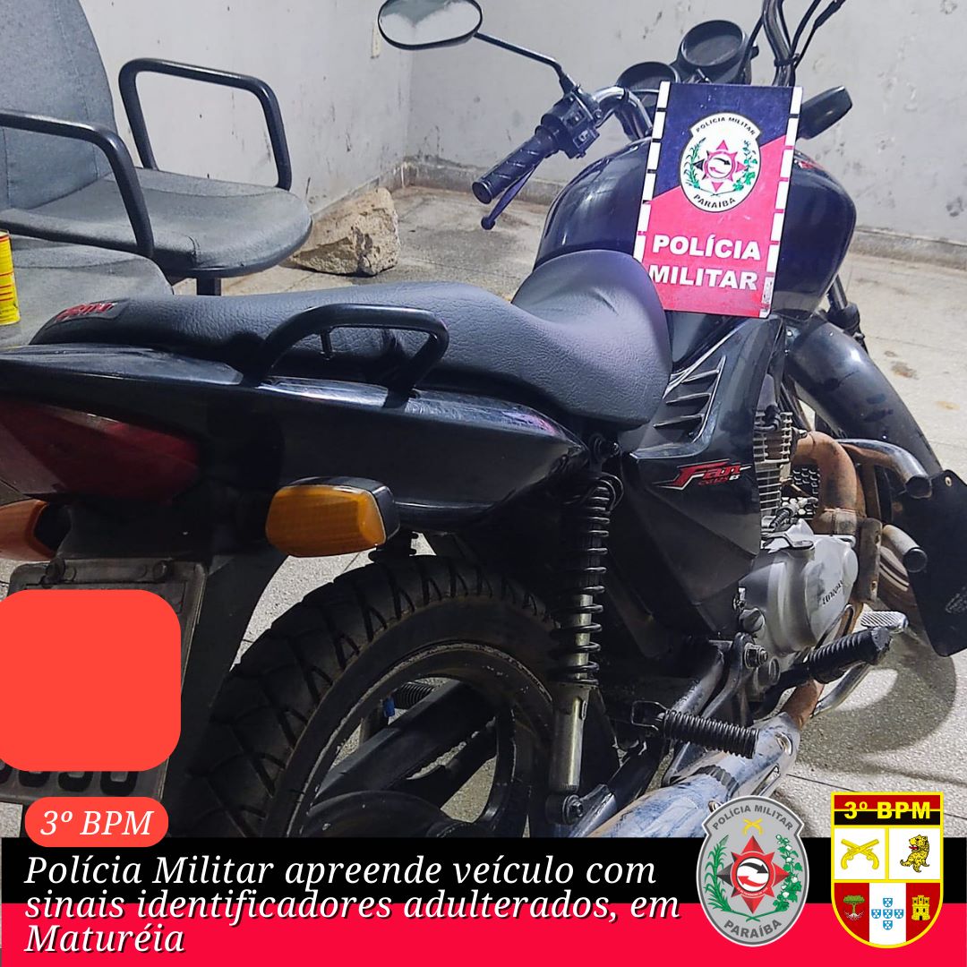 Polícia Militar apreende veículo com sinais identificadores adulterados, em Matureia-PB