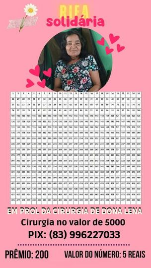 Familiares de idosa de 62 anos fazem rifa solidária para custear cirurgia de hérnia que precisa ser feita com urgência e custa cerca de R$ 5 mil; veja como ajudar