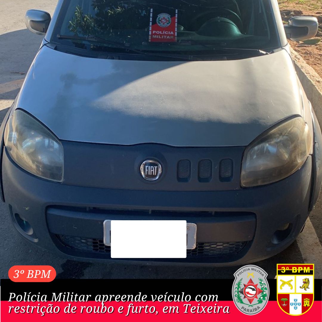Polícia Militar apreende veículo com restrição de roubo e furto, em Teixeira