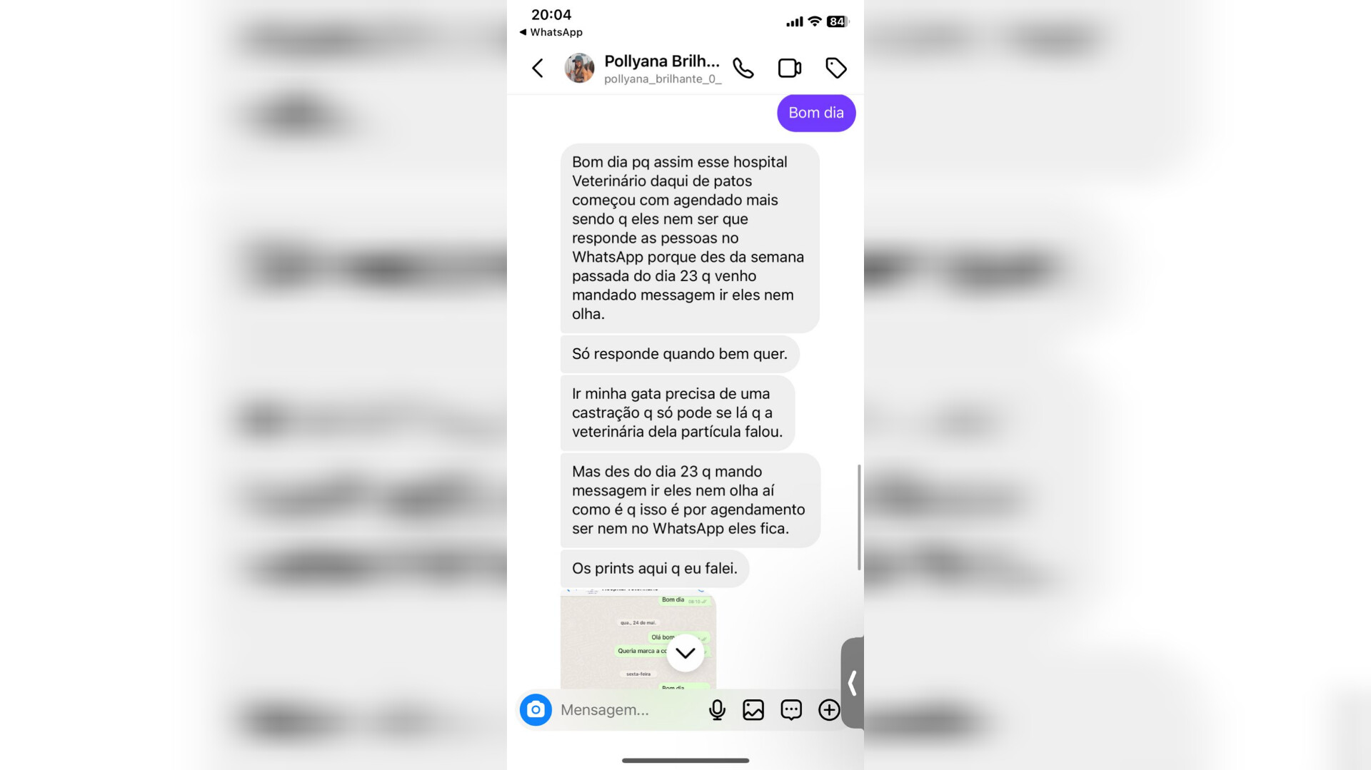 Internauta denuncia falha no atendimento do Hospital Veterinário da UFCG, em Patos