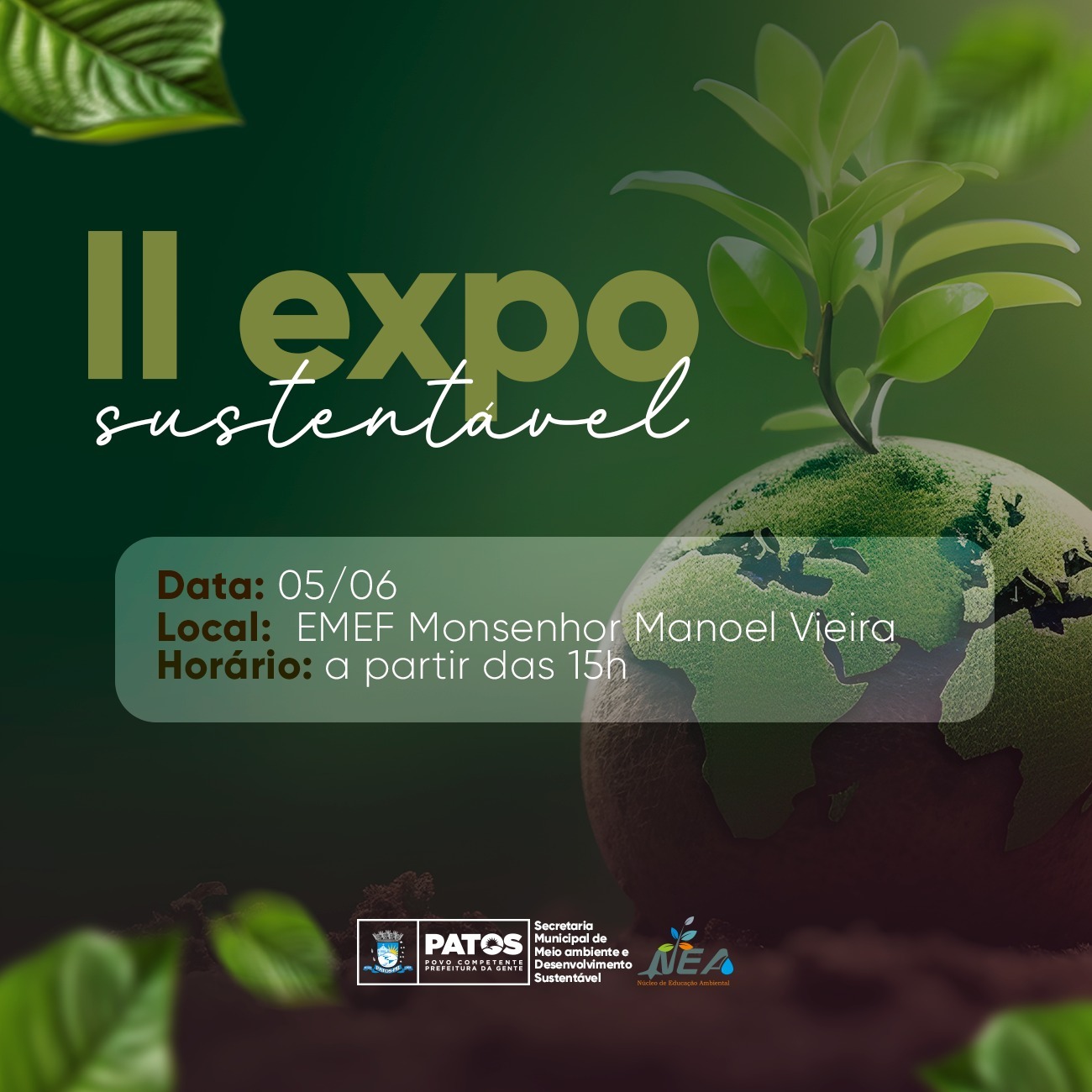 Dia Mundial do Meio Ambiente: Prefeitura de Patos promove a II Expo Sustentável na segunda-feira, 5 de junho