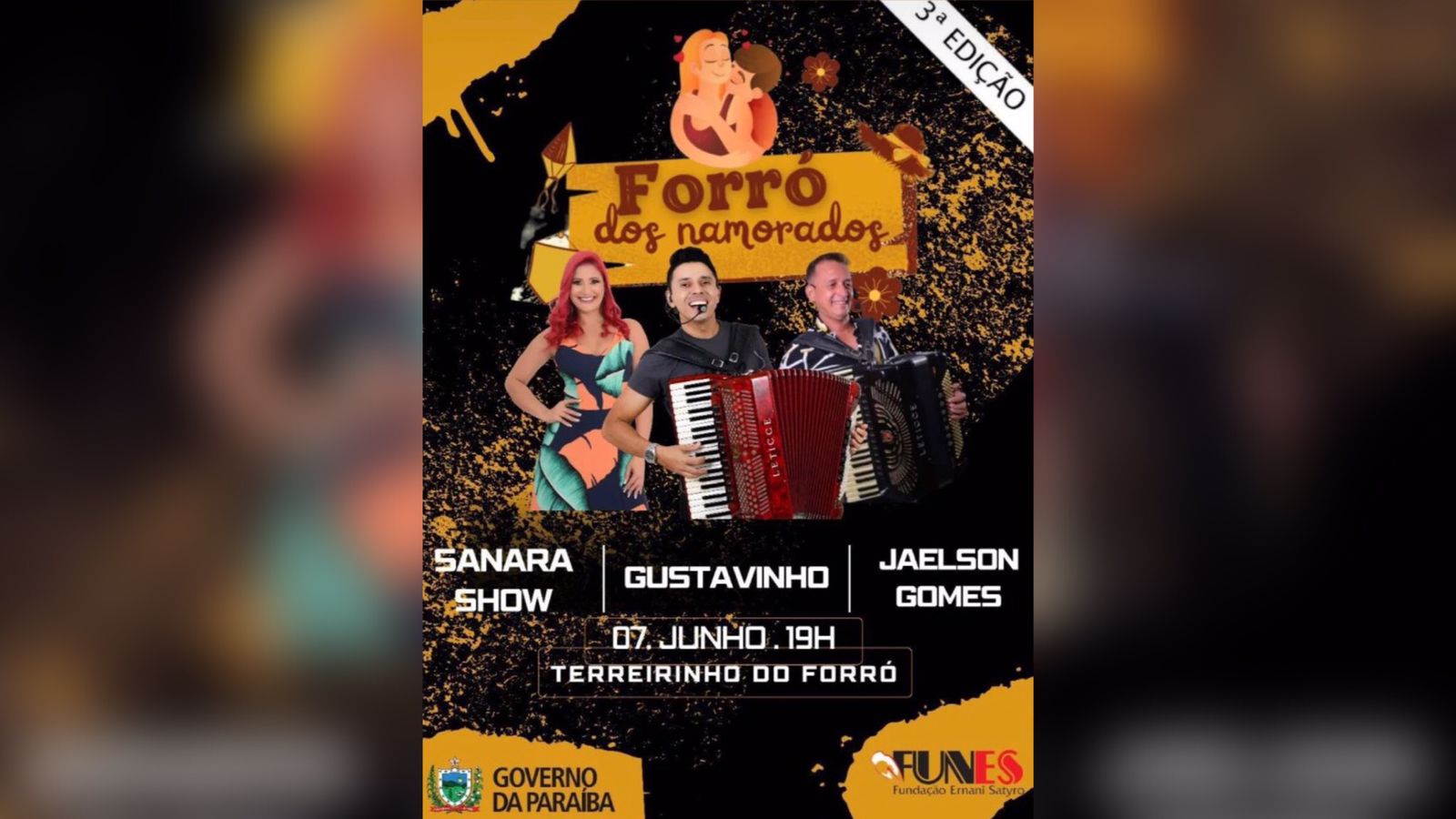 FUNES convida a população patoense para participar da 3ª edição do Forró dos Namorados, que será realizado nesta quarta-feira (07)