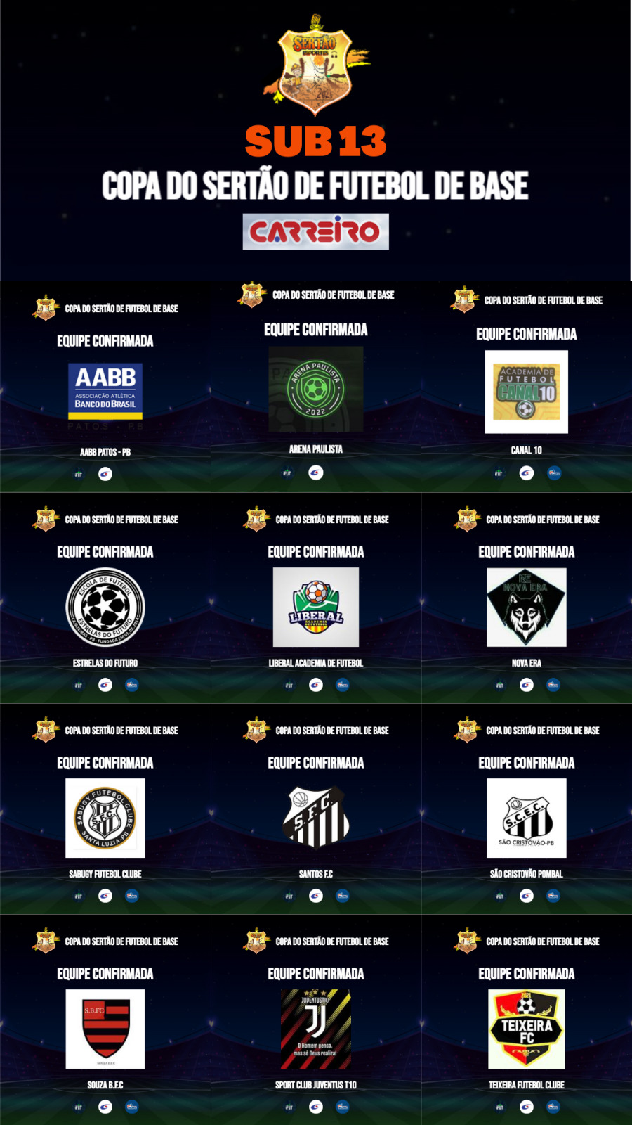 Copa Carreiro do Sertão Sub 13 está chegando e as equipes confirmadas prometem fazer história!
