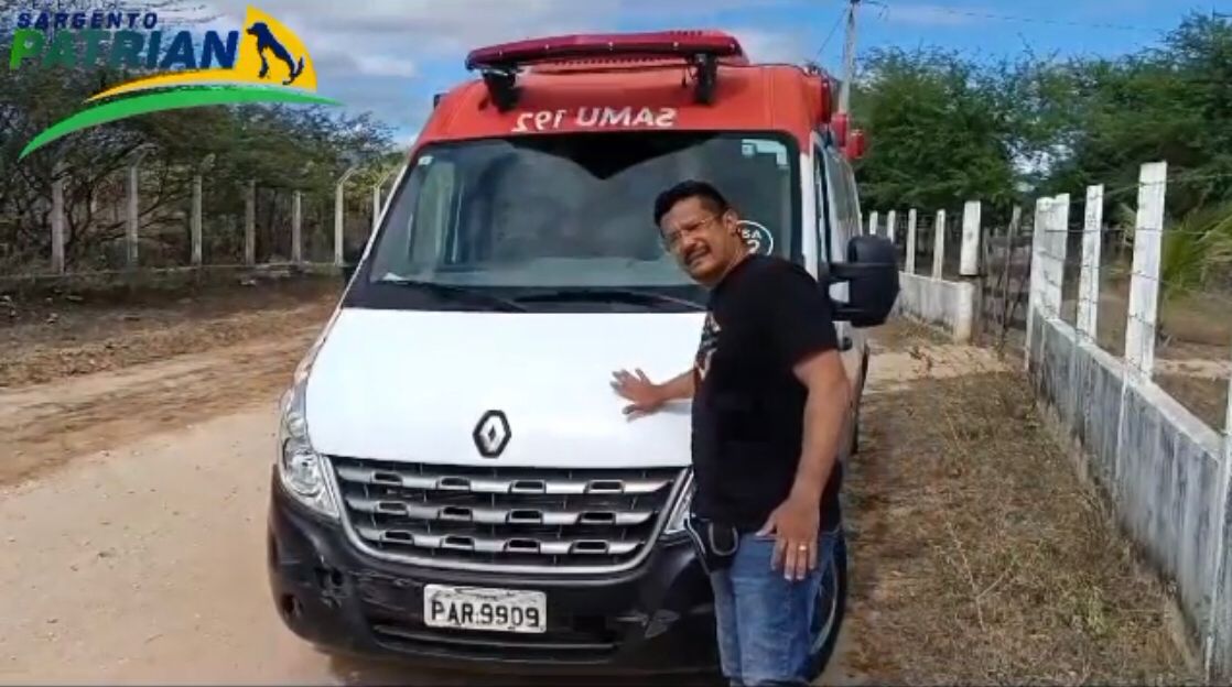 Vereador Sargento Patrian denuncia abandono de ambulância do SAMU em estrada da zona rural de Patos
