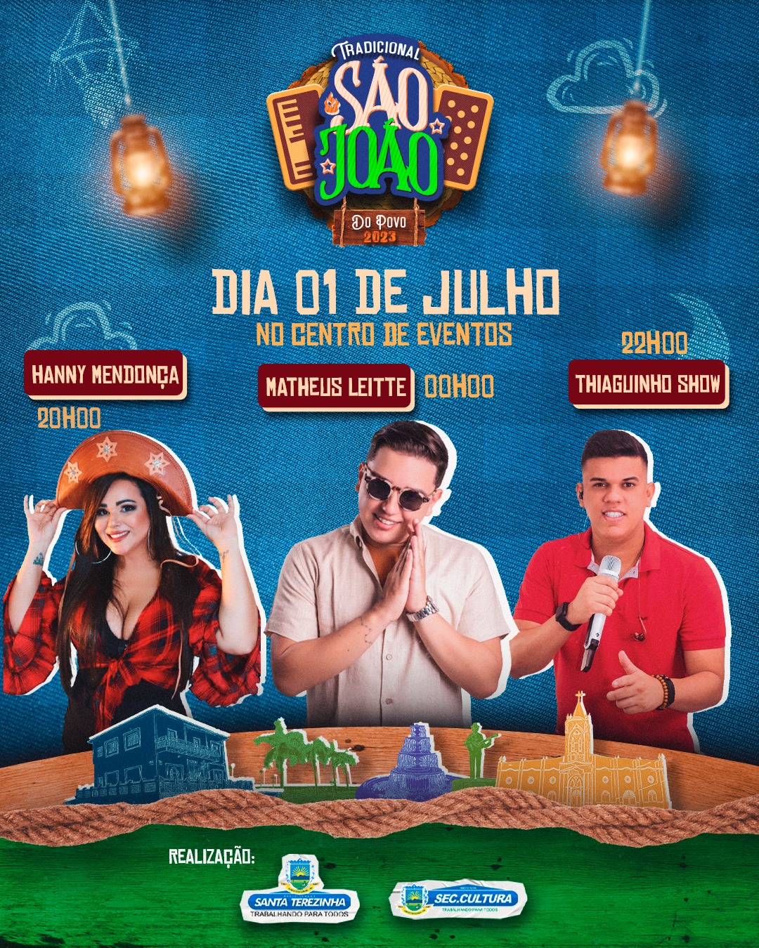 São João de Santa Terezinha tem Matheus Leitte, Hanny Mendonça e Thiaguinho Show, neste sábado (01)