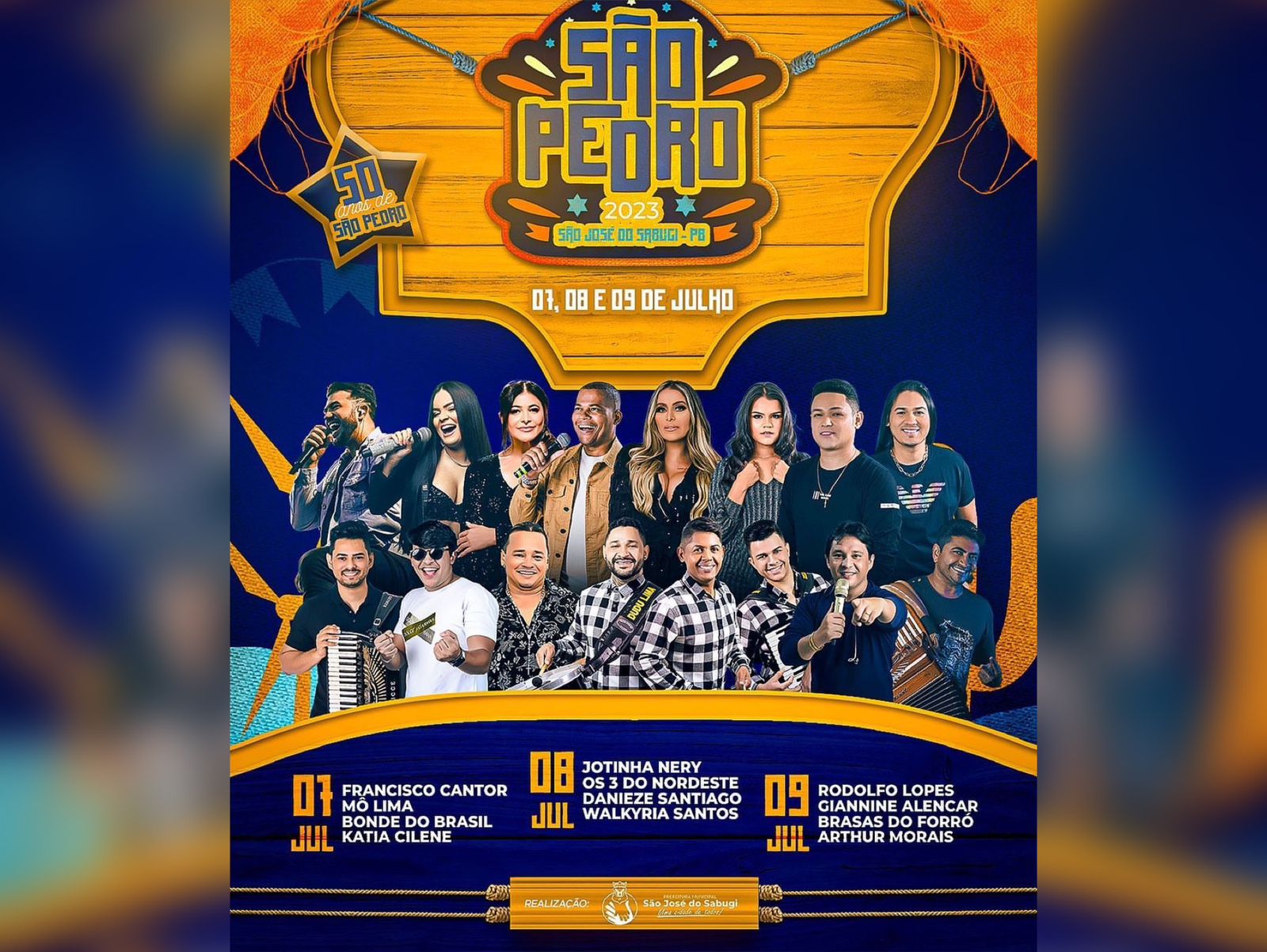 Começa nesta sexta-feira, 07 de julho, as comemorações dos 50 anos do tradicional São Pedro de São José do Sabugi