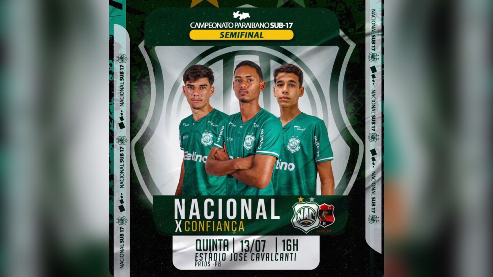 Nacional de Patos entra em campo na tarde desta quinta-feira (13) pela semifinal do Campeonato Paraibano Sub-17 