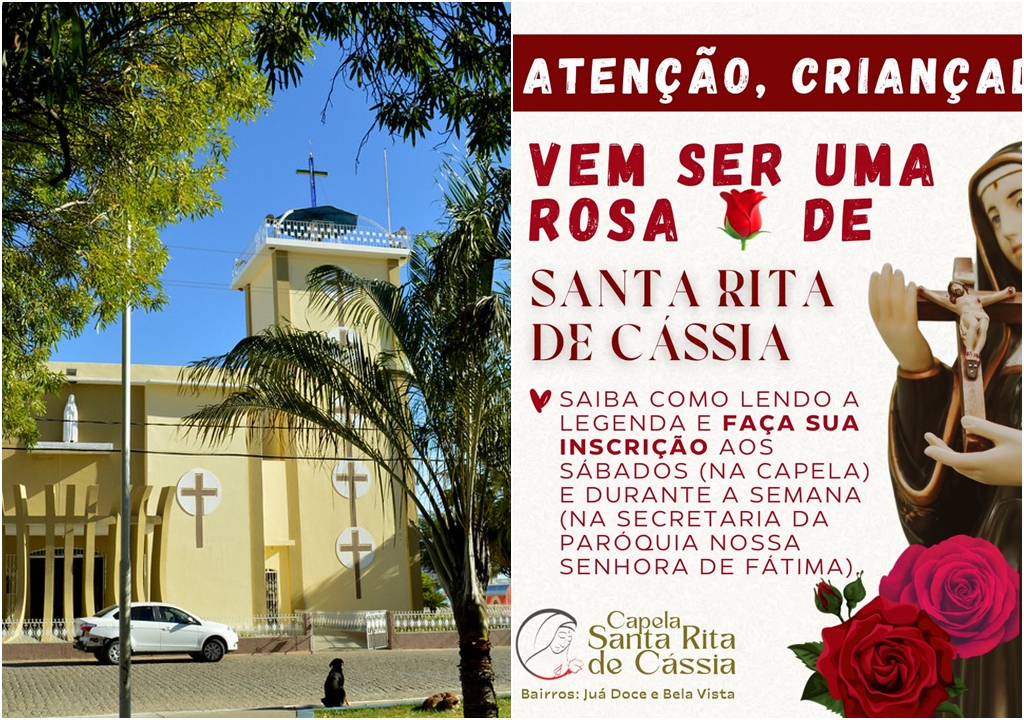 Paróquia de Nossa Senhora de Fátima abre inscrições de crianças para serem ‘rosas’ de Santa Rita, em Patos
