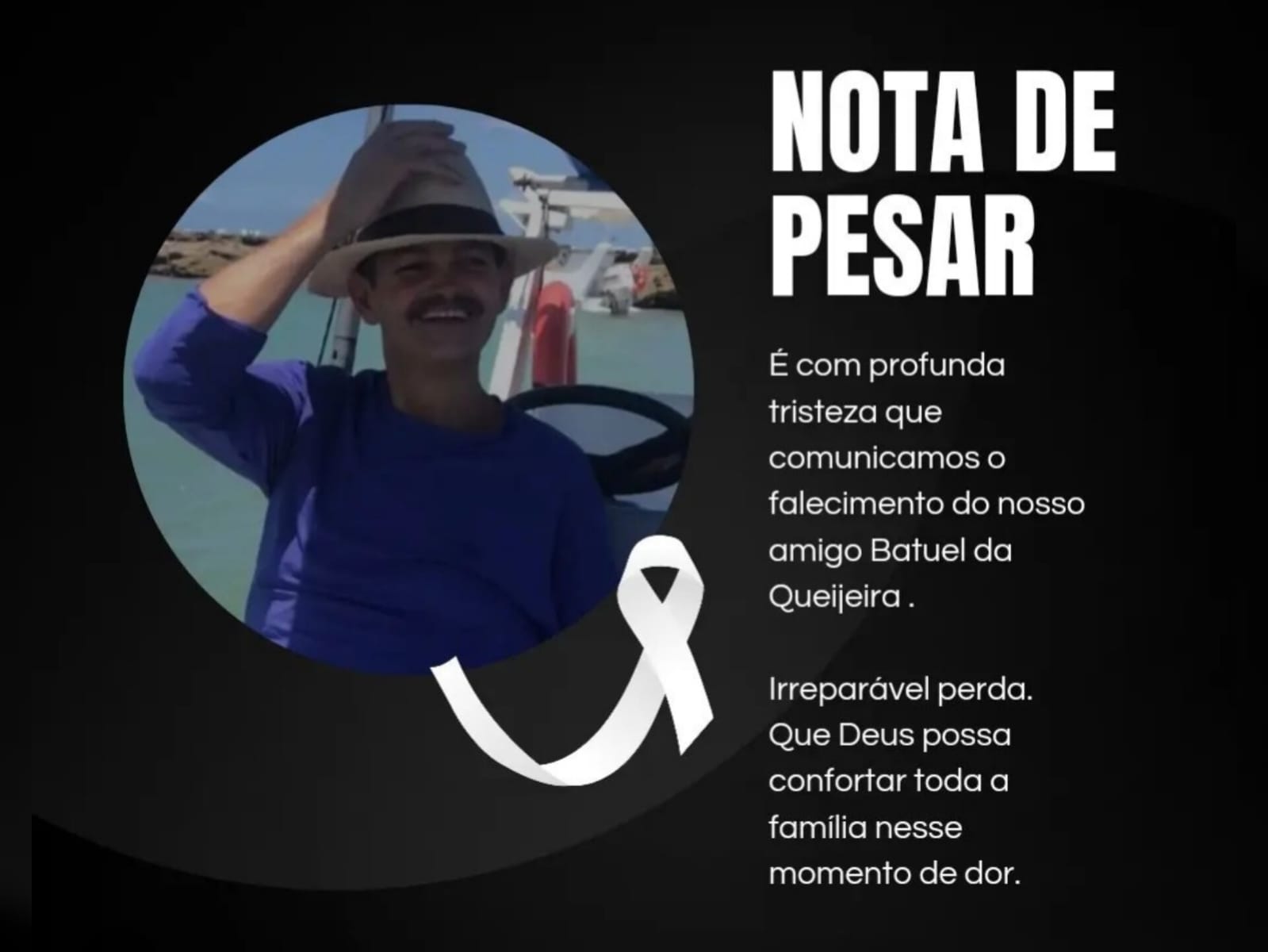 Prefeitura de Santa Terezinha emite nota de pesar pelo falecimento de Erinaldo Teixeira de Araújo (Batuel da Queijeira)