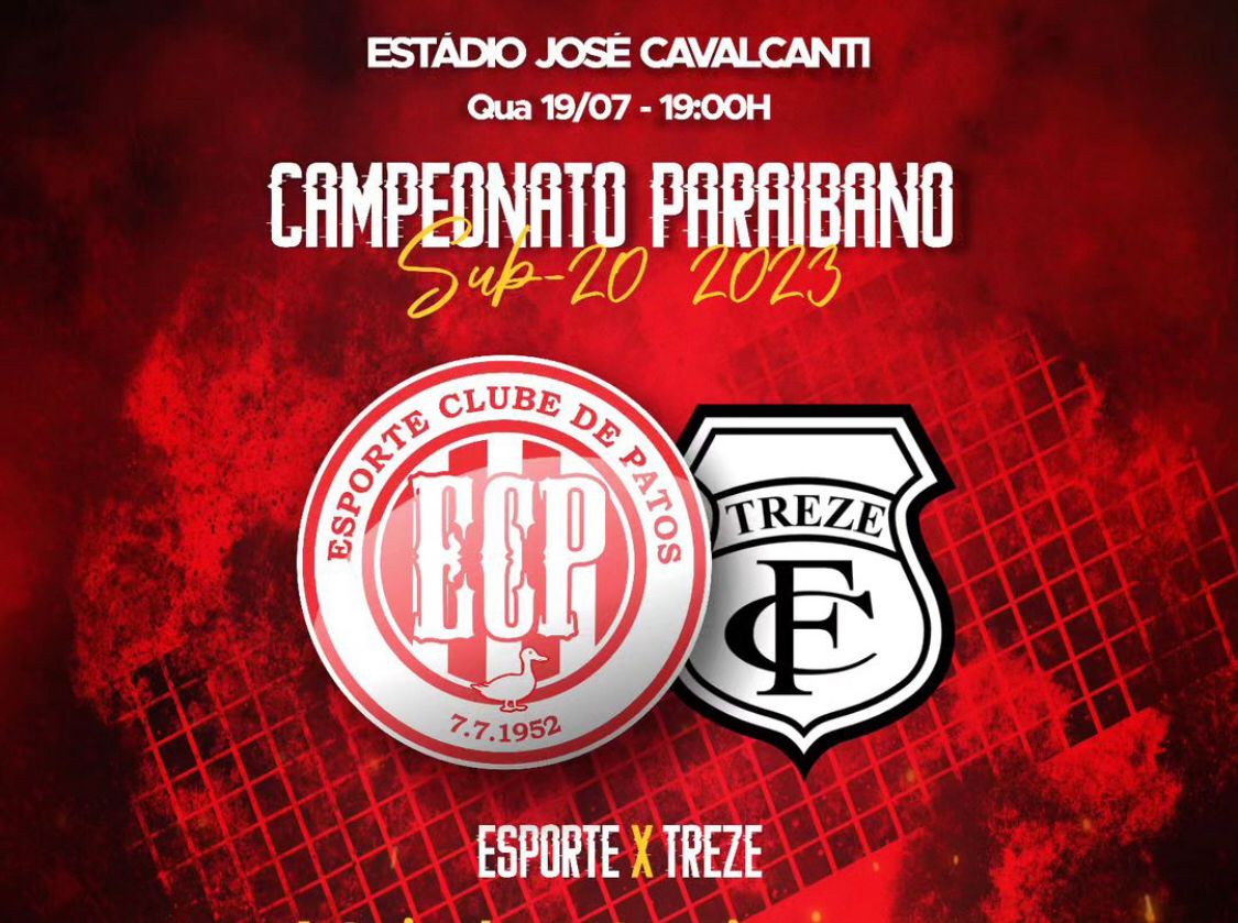 Esporte de Patos recebe o Treze nesta quarta-feira (19), no José Cavalcanti, pela ida das oitavas do Campeonato Paraibano Sub-20
