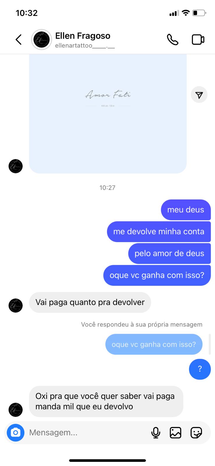 Tatuadora de Patos tem perfil profissional do Instagram hackeado e alerta para golpes