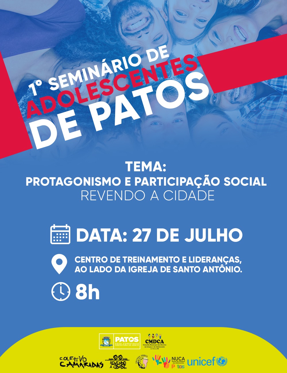 Prefeitura de Patos e CMDCA promovem 1º Seminário de Adolescentes nesta quarta-feira, 27 de julho