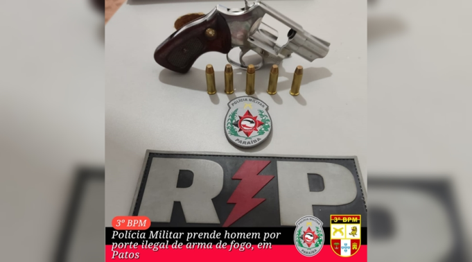 Polícia Militar prende homem por porte ilegal de arma de fogo em Patos