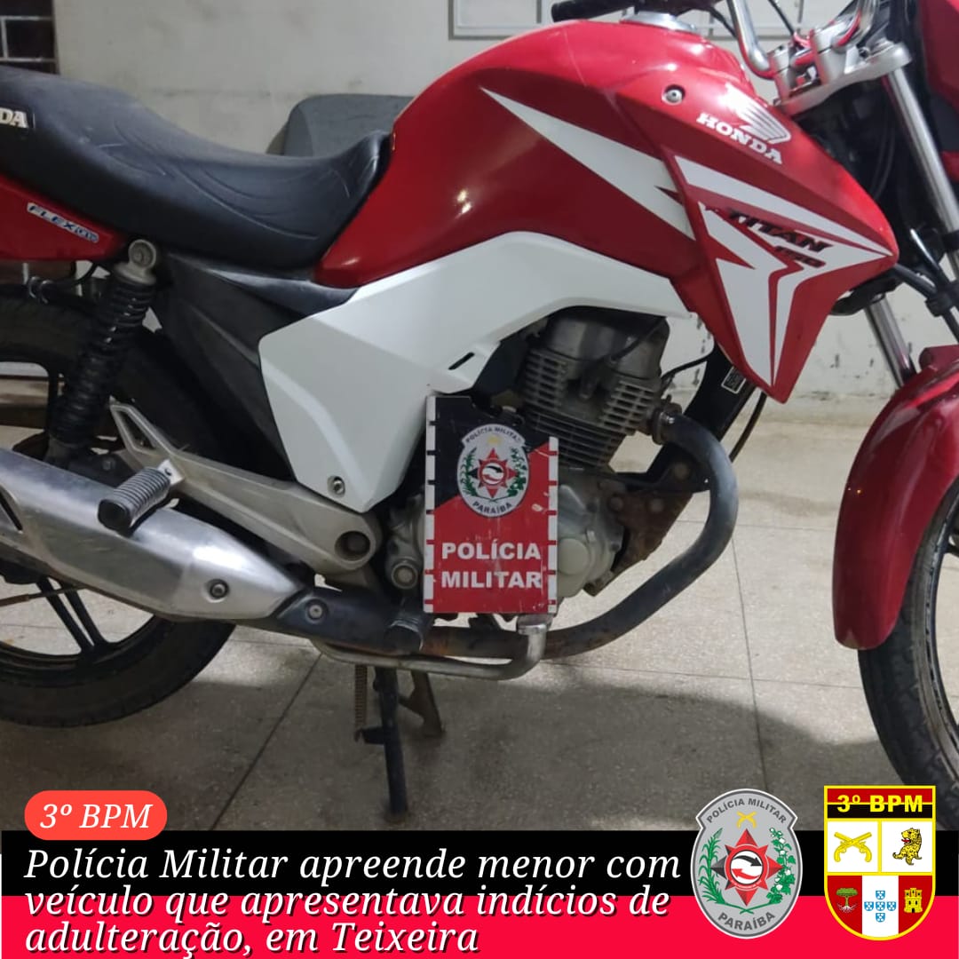 Polícia Militar apreende menor com veículo que apresentava indícios de adulteração, em Teixeira-PB