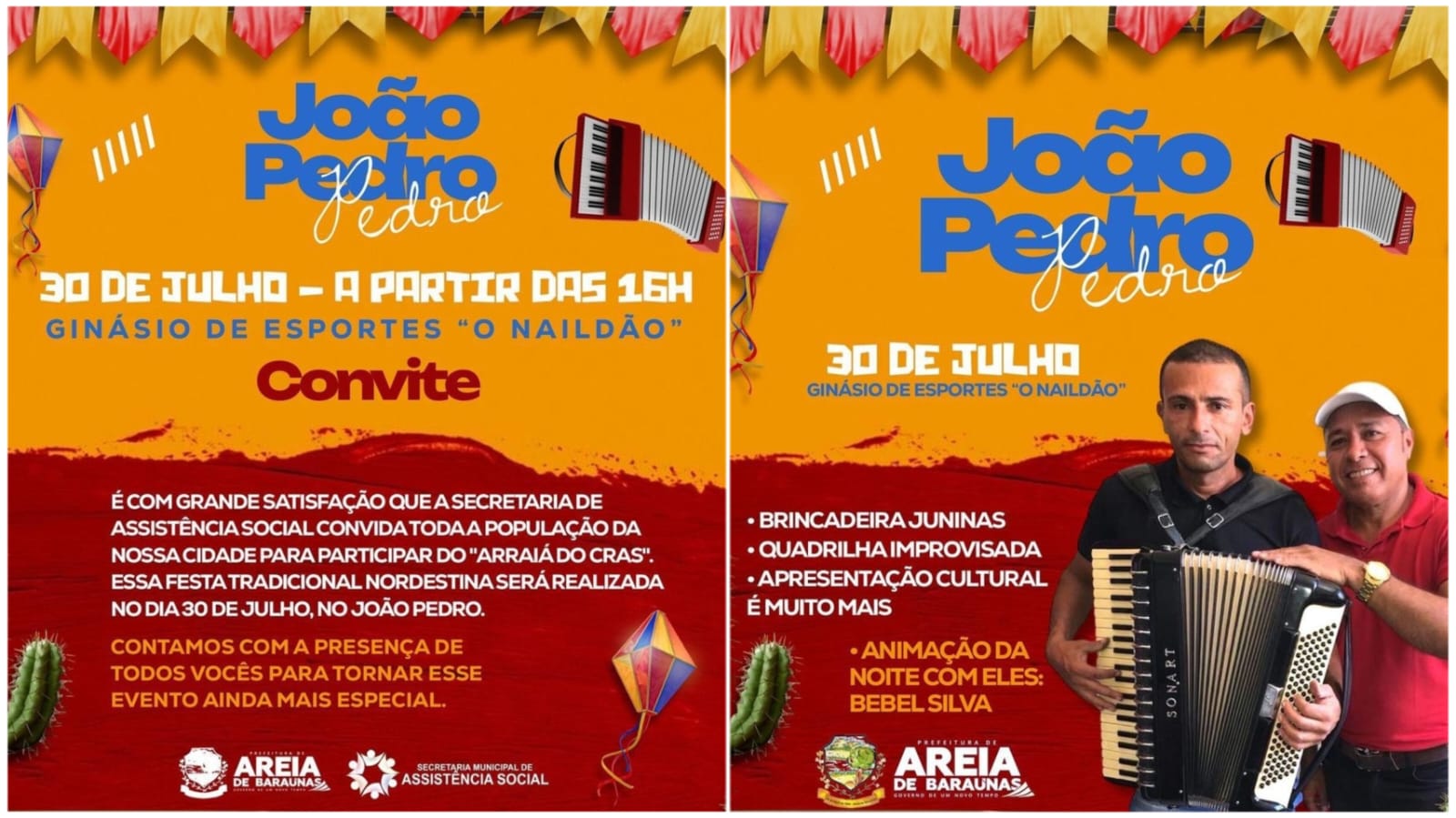 Arraiá do CRAS celebra a cultura nordestina em Areia de Baraúnas, neste domingo (30)