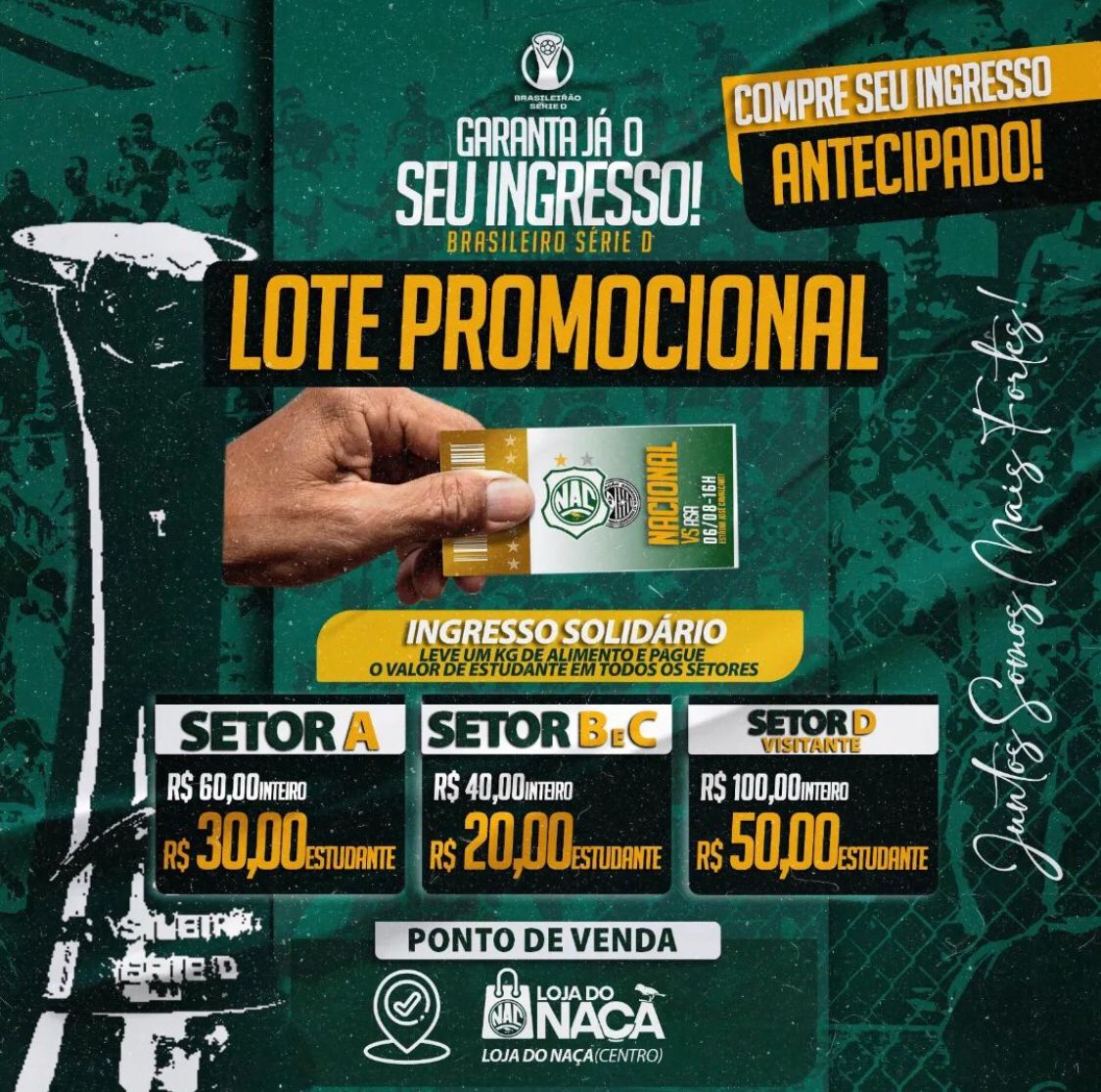 Nacional de Patos inicia venda de ingressos antecipados e convoca torcida para jogo decisivo pelo mata-mata da Série D, no próximo domingo (06)