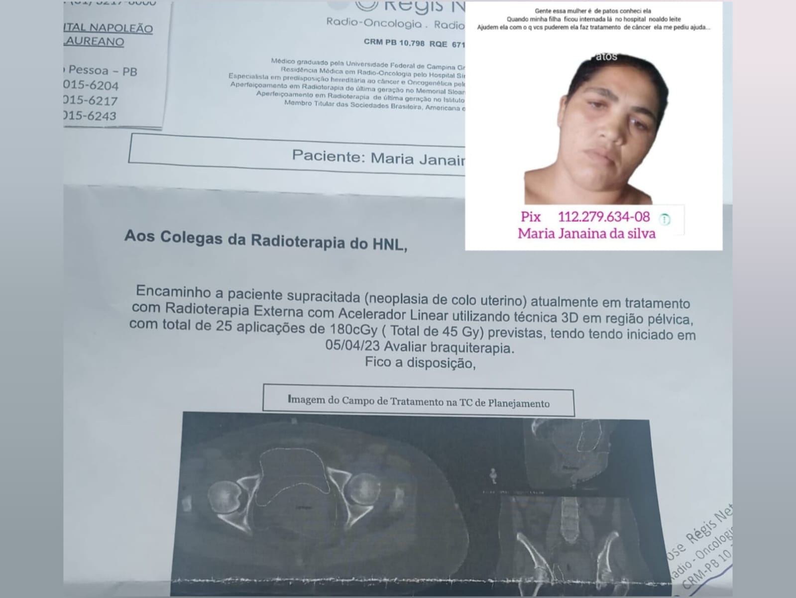 Mulher residente em Patos luta contra o câncer e faz apelo por ajuda para tratamento em João Pessoa; saiba como ajudar