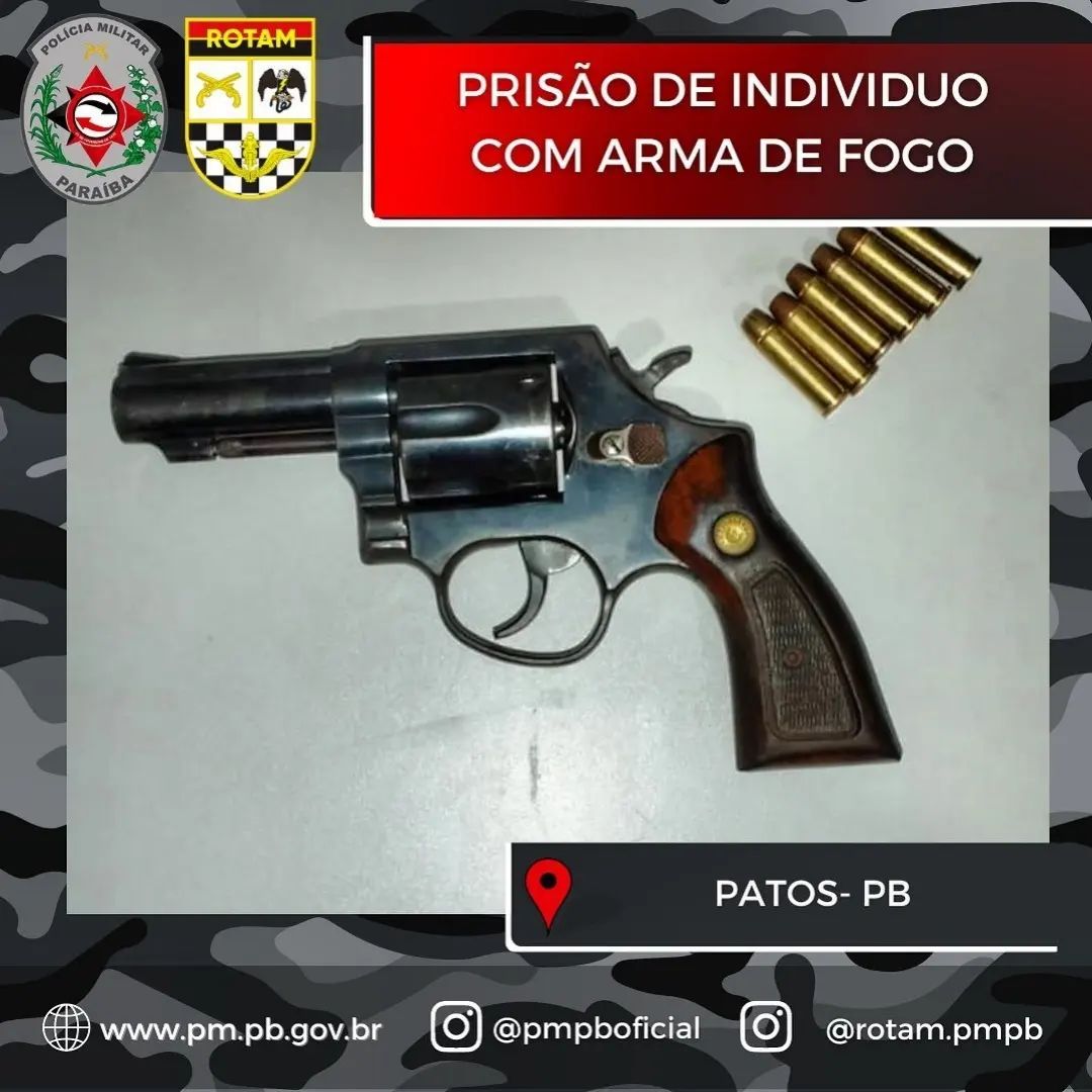 Polícia Militar realiza a prisão de indivíduo por porte ilegal de arma de fogo, em Patos