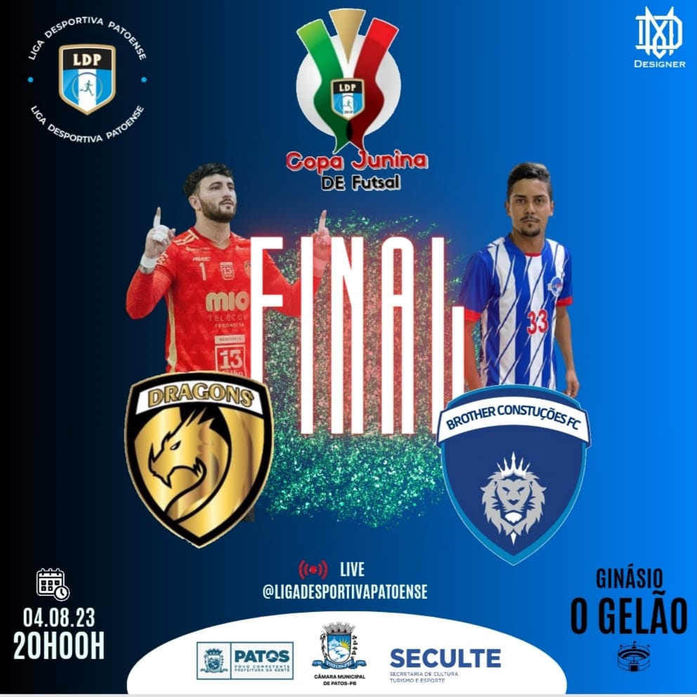 Dragons e Brother Construções fazem final da Copa Junina de Futsal na noite desta sexta-feira (04), em Patos
