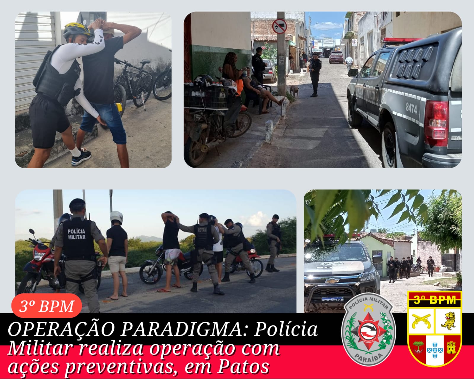 Operação Paradigma: Polícia Militar realiza ações contra criminalidade nesta sexta-feira, em Patos