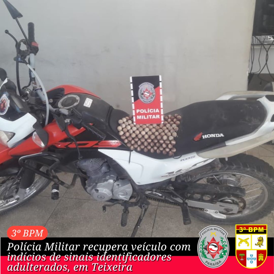 PM apreende veículo com sinais de adulteração neste sábado (05) em Teixeira