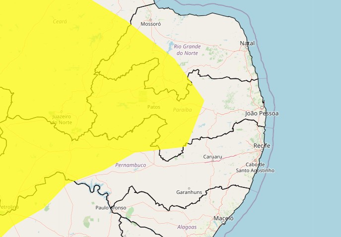 127 cidades na PB: Todo o Sertão está sob alerta de clima seco para as próximas horas