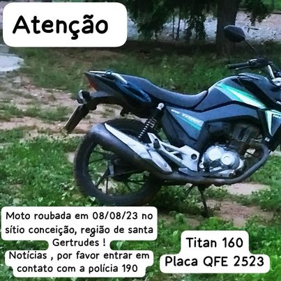Moto é roubada na tarde desta terça-feira (08) na zona rural de Santa Gertrudes