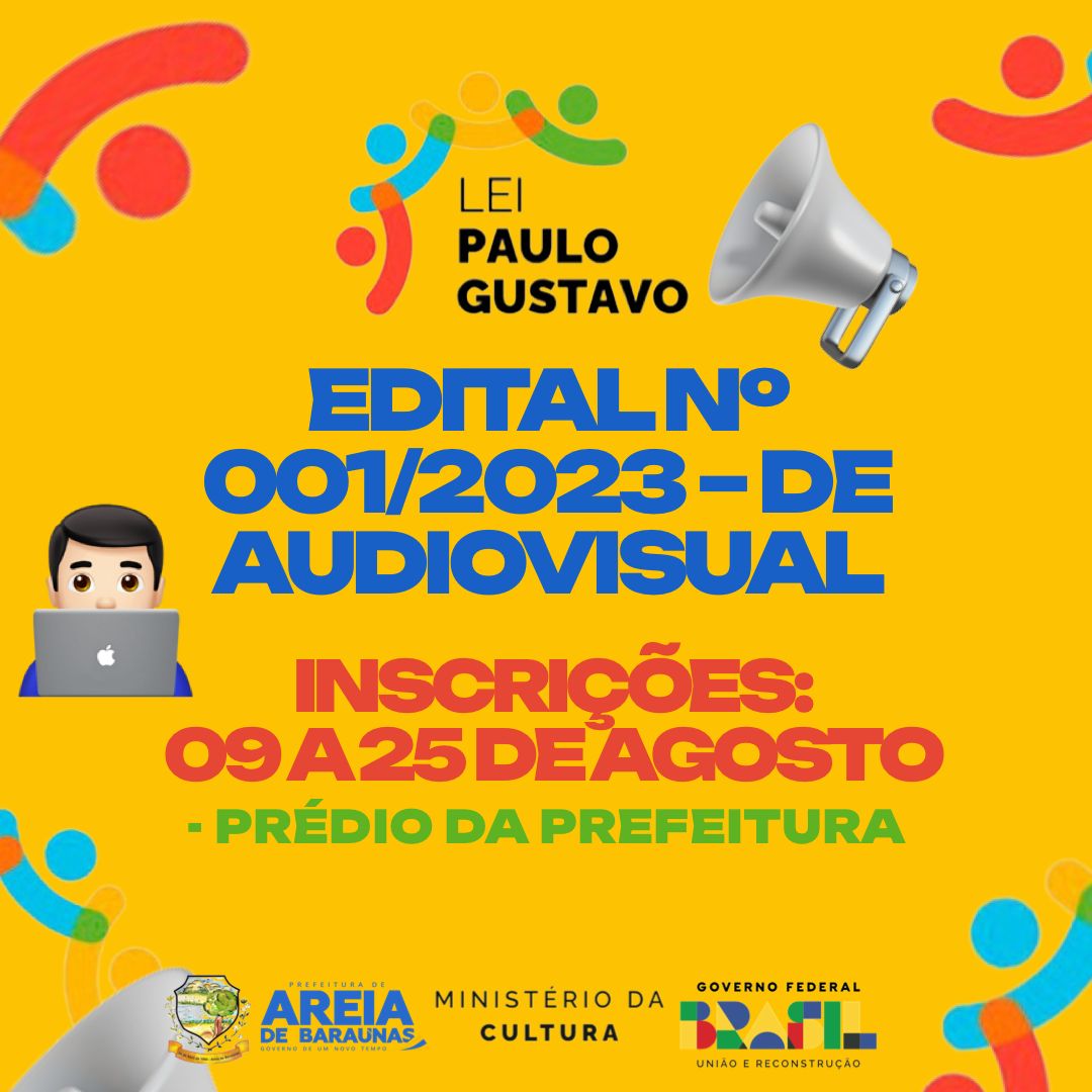 Prefeitura de Areia de Baraúnas divulga editais da Lei Paulo Gustavo