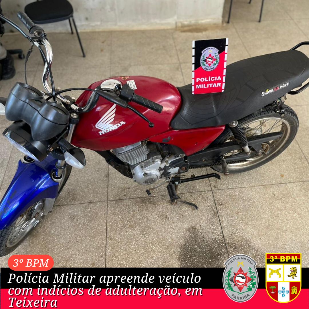 Polícia Militar apreende veículo com índicios de adulteração, em Teixeira