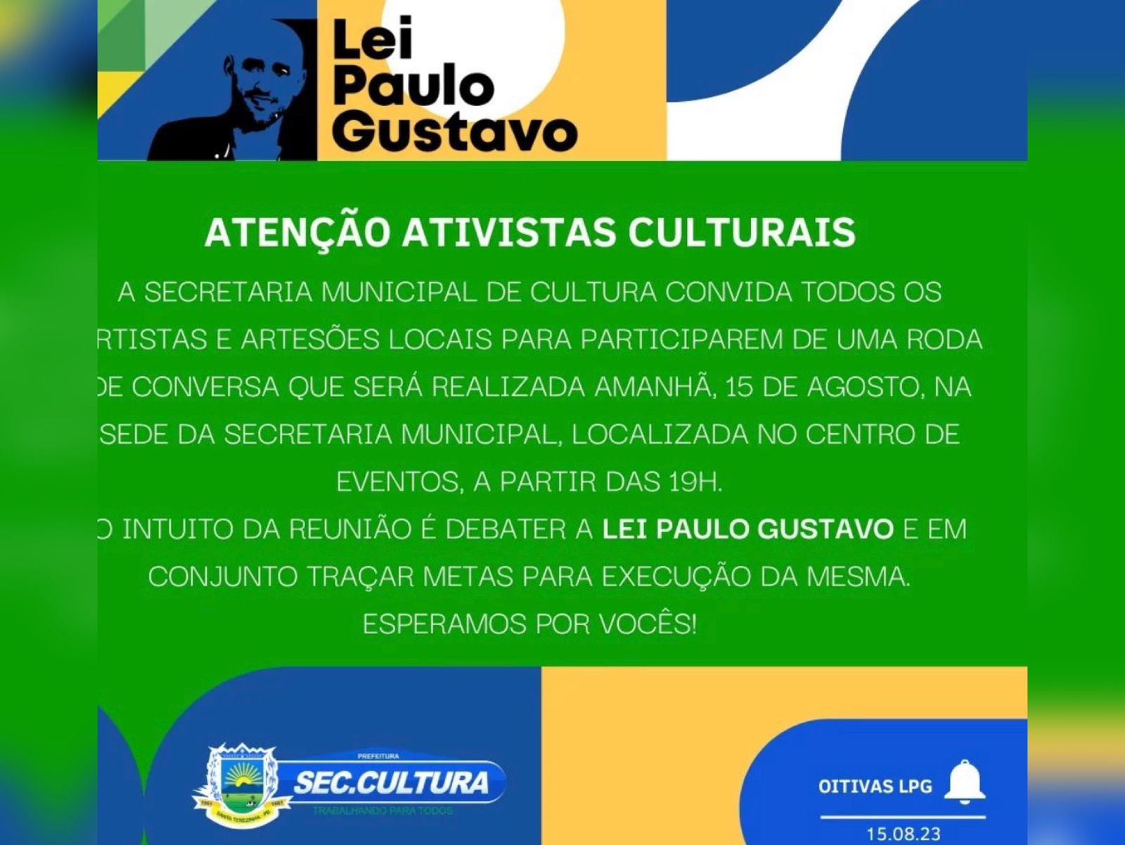 Secretaria de Cultura de Santa Terezinha-PB, promove roda de conversa para debater a 